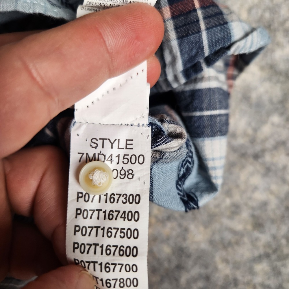 Lucky Brand Pearl Snap Western Shirt Men S Blue Scotch Plaid Short Sleeve Button - Picture 9 of 9